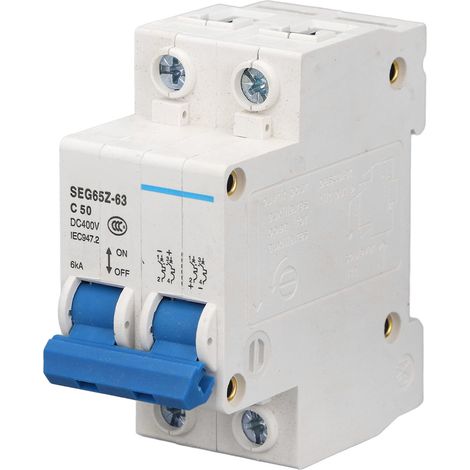 Disjoncteur miniature CC 2P 6 kA 400 V à contact pneumatique pour panneaux photovoltaïques, réseau C50 50 A (1/5)
