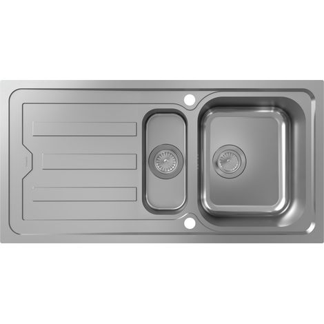 hansgrohe S44 fregadero empotrado 342/145, acero inoxidable, con