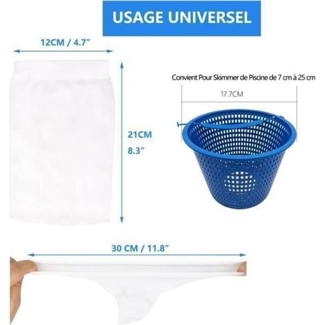 Packung mit 30 Skimmersocken für Schwimmbadfilter, weiß. (1/5)