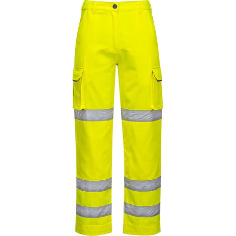 Pantalones de Alta Visibilidad para Mujer - Calidad Premium - Amarillo - Talla L