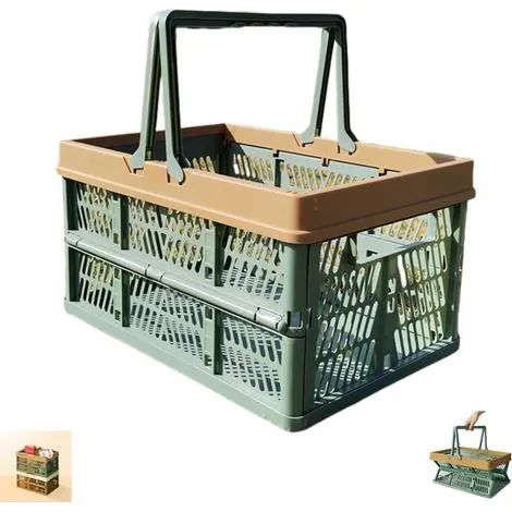 Grandes caisses de rangement pliables en plastique avec poignées empilables pour chambre à coucher, bureau, maison, cuisine, salle de bain (1/3)