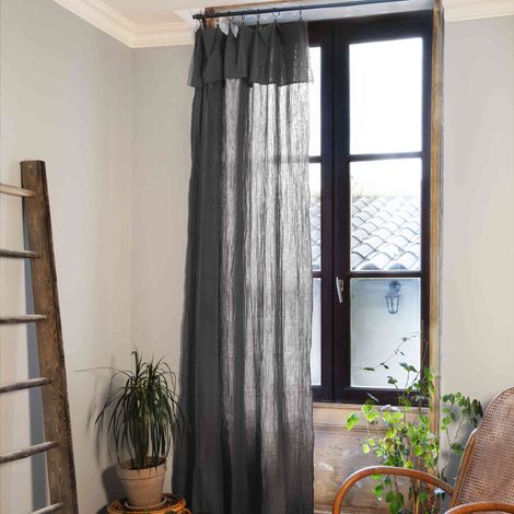 Rideau gaze de coton ajustable 140x300 cm anthracite (1/5)