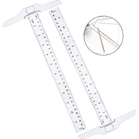 Righello a T in plastica, doppia scala per disegno e ufficio, 30 cm, 2 pezzi