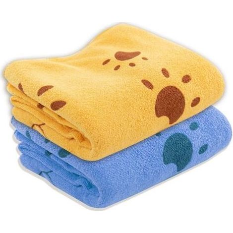 Lntyq Serviettes pour Chiens Serviettes en Microfibre - Couverture Lavable pour Chien 2PC - Accessoires pour Chiens de toilettage - Serviette Grande pour Chien - Orange et Bleu - 140 x 70 cm (1/5)