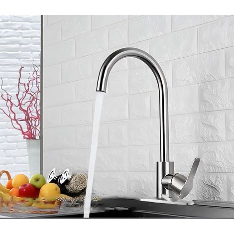robinet de cuisine amovible, robinet de cuisine pivotant à 360°, mitigeur de cuisine en acier inoxydable à 3 modes, robinet haute pression pour évier de cuisine (chrome - grande tête)