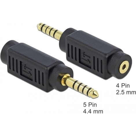 Delock Adaptador conector estéreo macho 4,4 mm 5 pin a Jack estéreo hembra de 2,5 mm y 4 pines