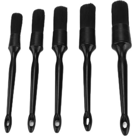 Ensemble de 5 brosses de nettoyage automobile, noires, en poils naturels, en microfibre et outils d'entretien en microfibre (1/5)