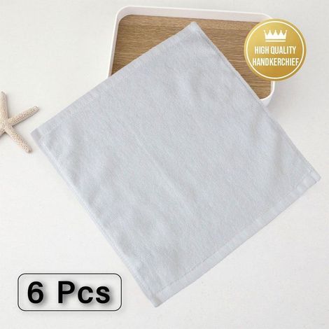 Set mit 6 quadratischen weißen Baumwollwaschlappen, 32 x 32 cm, Perlsatin-Effekt, 60 g, ideal für Hotels, Schönheitssalons und Karaoke. (1/4)