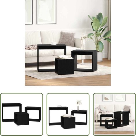 Tables d'appoint - Table Gigogne 3 pcs Chêne noir Bois d'ingénierie (1/5)
