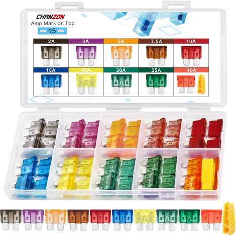 50pcs ATC Blade Fuse (ATO APR Standard) 10 Values(2A 3A 5A 7.5A 10A 15A 20A 30A 35A 40A) for Car Truck RV Boat Replacement Motor Boat (1/5)