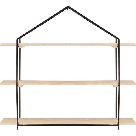 Interiors By Premier Unique Shape 3 Tier Shelf Unit, Light Wooden Large Shelving Unit For Livingroom, House Shaped Design Shelves (1/5)