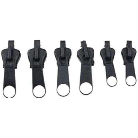 Curseur Fermeture Eclair, 6 Pièces Curseur Fermeture Eclair Clipsable Kit Réparation Fermeture éclair pour Vestes, Manteaux, Valises