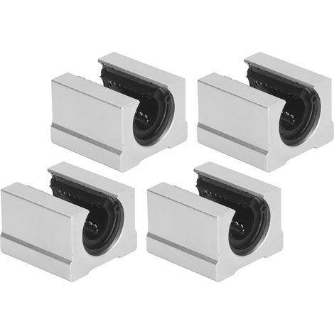 Blocs coulissants à mouvement linéaire en alliage d'aluminium, roulement à billes, Rail de guidage coulissant, Type ouvert SBR16UU, 4 pièces (1/5)