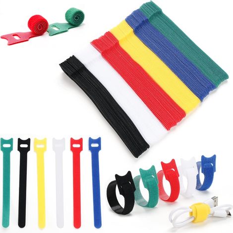 120 Pièces Attache Cable,Attaches Câbles Set,Réutilisables Serre Cable,Organisateur Sangles à Crochet et Boucle,Reglable Sangles Câbles à Crochet et Boucle, pour Gestion Maison,Bureau-6 Couleurs (1/5)