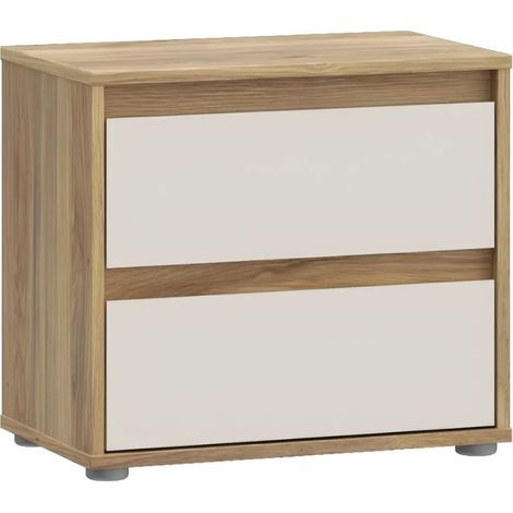 Comodino Neutra Rovere e Cashmere con 2 Cassetti – Design Moderno (1/5)