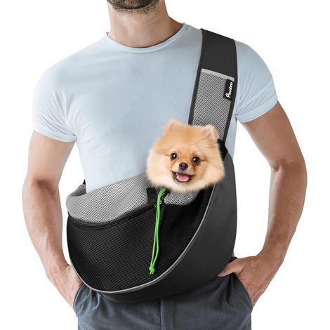 1 Sac de Transport pour Chien, Bandoulière Réglable, Maille Respirante, Tissu Oxford, Poche Zippée, Boucle en D, Randonnée Voyage (1/5)