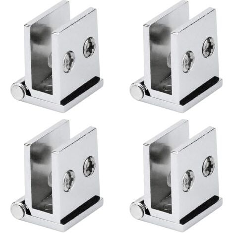 Lot de 4 Charnière pour Porte en Verre, Angle Ouverture 0° Charnières de Serrage de Meuble de Cuisine, Vitrine, Douche, pour Verre Epaisseur de 5 mm (1/4)