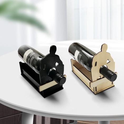 Porte-bouteilles de table en bois, porte-bouteilles original pour bouteilles de vin rouge, support pour bar à domicile, présentoir à vin décoratif, support à vin pour la maison et le bureau (1/4)