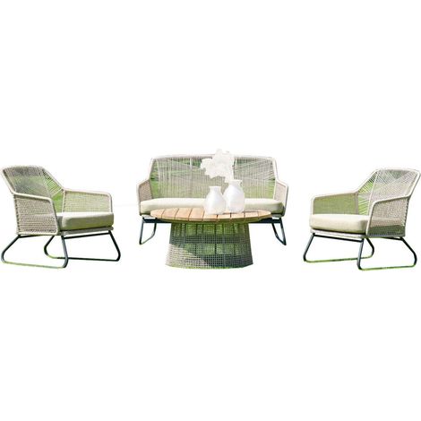Sonnenpartner 4-teilige Lounge-Sitzgruppe Couture mit Tisch Aluminium mit Teakholz/Polyrope white-sh (1/4)