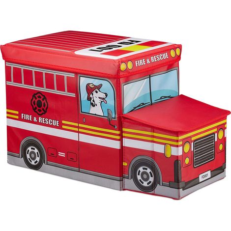 Tabouret pouf coffre boîte à Jouets pouf enfant pliable rouge (1/5)