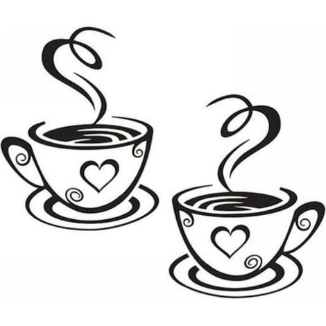 Tasse à Café Design Autocollants Mur Maison Stickers Cuisine Restaurant Décor (1/5)