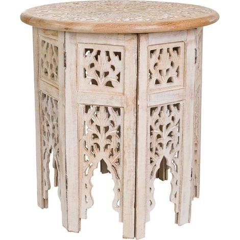 Mesa de centro de madera artesanal blanco 45x45x45 (1/5)