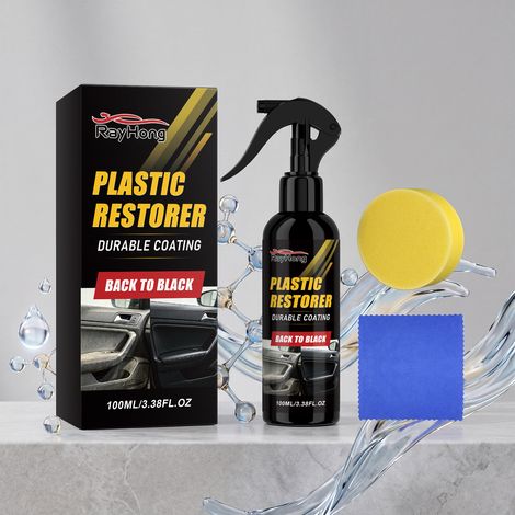 Kunststoff-Pflegemittel für Autoinnen- und -außenbereiche – Reinigung, Fleckenentfernung, Polieren, Aufhellen und Pflege – 100 ml + Schwamm + Tuch -- BIEMMEDUE (1/5)