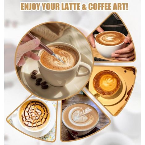 Lot de 2 stylos latte art double embout, acier inoxydable 15,4 cm, outils barista pour dessin café (1/4)