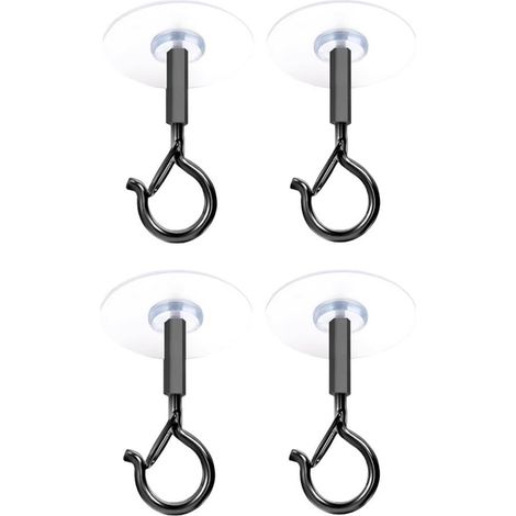 Crochet Plafond Autoadhésif - Charge Maximale 1 5 Kg - Pour Décorations Légères et Objets Ménagers - Noir - Lot De 4 (1/5)