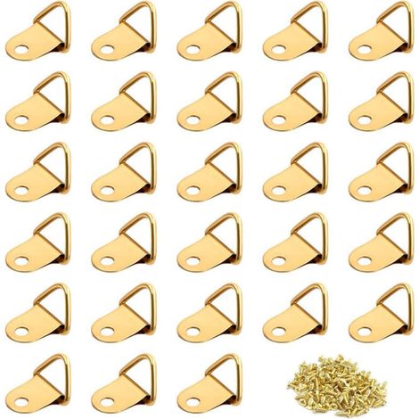 Bardusch-Lot de 100 petits anneaux triangulaires en acier pour cadres photo avec vis, crochet triangulaire avec boîte transparente, anneau de levage à un trou pour suspendre des photos d'horloges.//// (1/5)