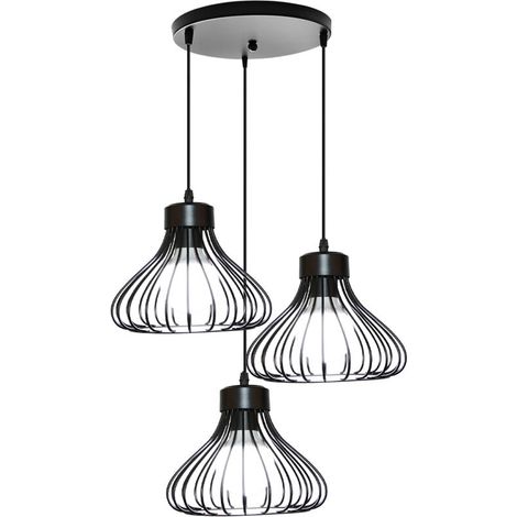 – Lustre suspension industrielle rétro 23cm – Abat-jour en fer noir – Câble ajustable 100cm – Douille E27 pour ampoules LED et halogènes (1/5)