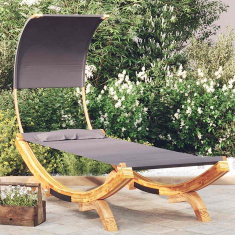 vidaXL Lit repos et auvent 100x200x126 cm Bois courbé Anthracite (1/5)