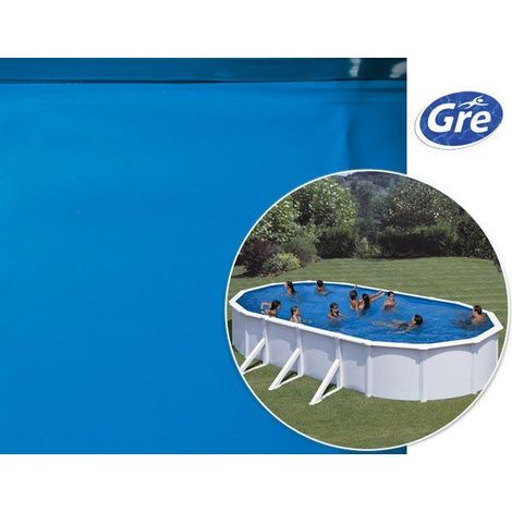 GRE – Liner piscine ovale 6,10m x 3,75m x 1,32m – Épaisseur 40/100 – Couleur carrelage – Système de rail d'accroche