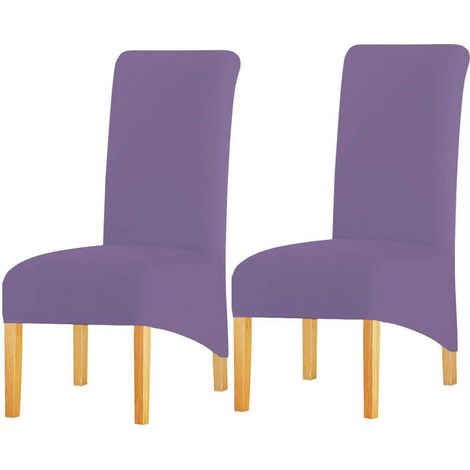 Stuhlhussen XL für Esszimmer, dehnbare Polyester-Spandex-Hussen, Set mit 2 Stück, Hellviolett (1/5)