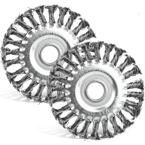Set of 2 Round Brushes, Ø125 x 22 mm Wire Brush for Angle Grinder, Round Woven Brush, Disc Brush, Steel Brush Wire, With Braided Wire Brush Bristles, For Angle Grinder Bits (1/5)