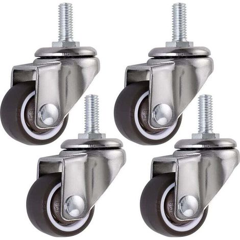PCS-Lenkrad, 25-mm-Möbelrollen M6 × 15, Gummi-Lenkrollen, für Trolleys, Wagen, Babybett, Möbel, Tisch, Tragfähigkeit 15 kg pro Rad (1/4)