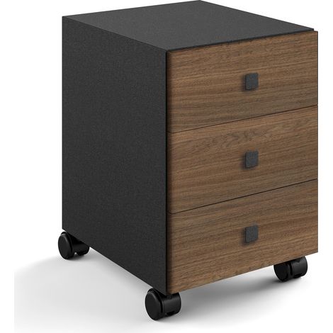 Lineabeta - Base 3 cassetti con ruote Runner in nero / rovere (1/2)