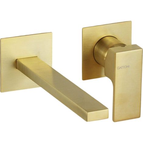 Miscelatore lavabo a parete oro spazzolato Gattoni SQUARE 2537/25SG Oro Spazzolato (1/2)