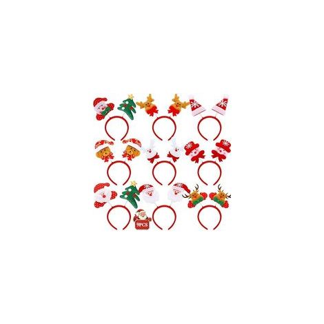 9 Serre-Tête de Noël pour Enfants & Adultes - Accessoire et Décorations de Fête - Bandeaux, Bonhomme de Neige, Renne, Sapin