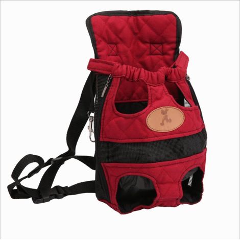 Pet Backpack Outing Bag Sac de transport Sac à dos pour chien Sac à dos poitrine, rouge L (1/4)