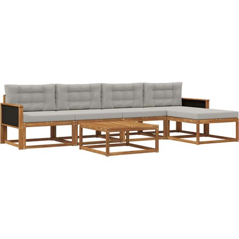 Outdoor Sofa Set with Cushion 6 pcs Natural and Light grey vidaXL (1/5)