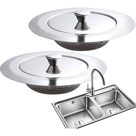 2PCS Filtre Evier Cuisine Universel avec Un Couvercle en Acier Inoxydable Grille Evier Cuisine pour la Cuisine et la Salle de Bain (1/5)