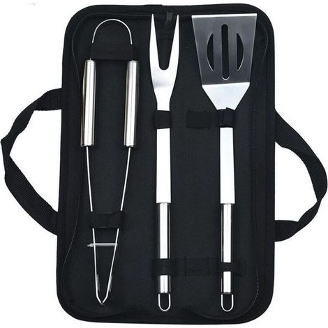 Edelstahl Grill Set Barbecue Kombination Werkzeug 3 Set Tasche Kleine Rohr Griff,