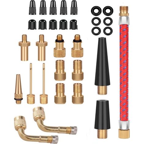Adattatore per pompa per bicicletta da 32 pezzi, set di adattatori per valvole per bicicletta, adattatore per valvole per bicicletta DV/AV/SV, per gonfiare pneumatici, palloni da basket, da calcio e d