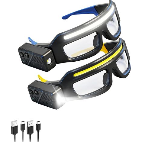 Lot de 2 phare flexible de 50 à 100 m de distance de faisceau avec batterie polymère et ajustement confortable pour les tâches de soirée (1/5)