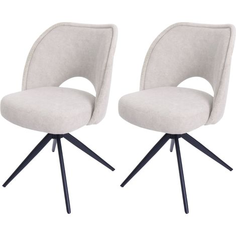 [NON UTILIZZATO] Set 2 sedie sala pranzo cucina HHG-597, girevole posizionamento automatico, stoffa/tessuto (420g/m²), avorio