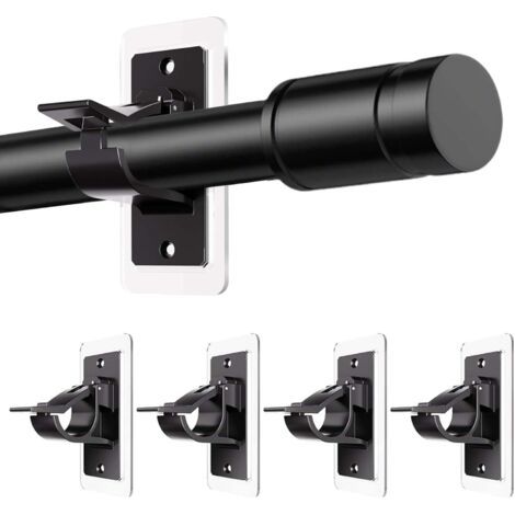 BUNTHAUS 4 Pièces (Noir) 12x 6 cm Support Tringle Rideaux Sans Percage Attache Rideau Sans Percage Supports pour Tringles à Rideaux Fixation Autocollante Dimensions Convient (1/5)