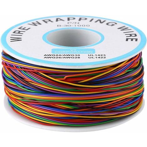 Câble Electrique de Cuivre Etamé Isolant 250 m 30AWG P/N B‑30‑1000 8 Couleur Fil Électrique pour le Test Electronique de Carte Mère, Ecran LCD Ordinateur Portable (1/4)