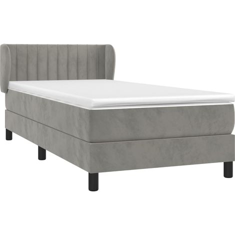 Box Spring Bed with Mattress Light Grey 80x200 cm Velvet vidaXL