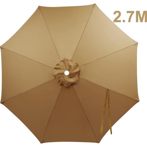 Housse de rechange pour parasol extérieur 2,7m (8 baleines), kaki, adaptée terrasse et jardin (1/5)